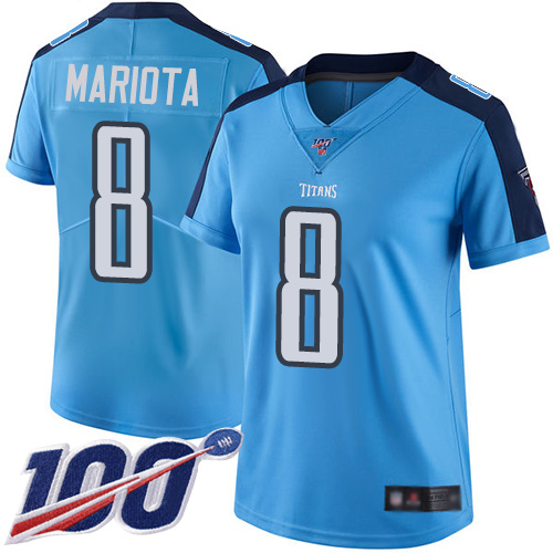 Tennessee Titans #8 Marcus Mariota Light Blue Women's Stitched Limited Rush 100th Season Jersey Womens cheap jerseys for sale - CheapJerseys.Shop
