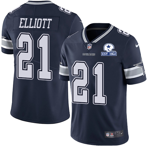 Cowboys #21 Ezekiel Elliott Navy Blue Team Color Men's Stitched With Established In 1960 Patch Vapor Untouchable Limited Jersey cheap jerseys for sale - CheapJerseys.Shop