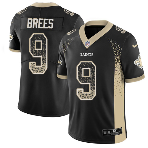 Saints #9 Drew Brees Black Team Color Men's Stitched Limited Rush Drift Fashion Jersey cheap jerseys for sale - CheapJerseys.Shop