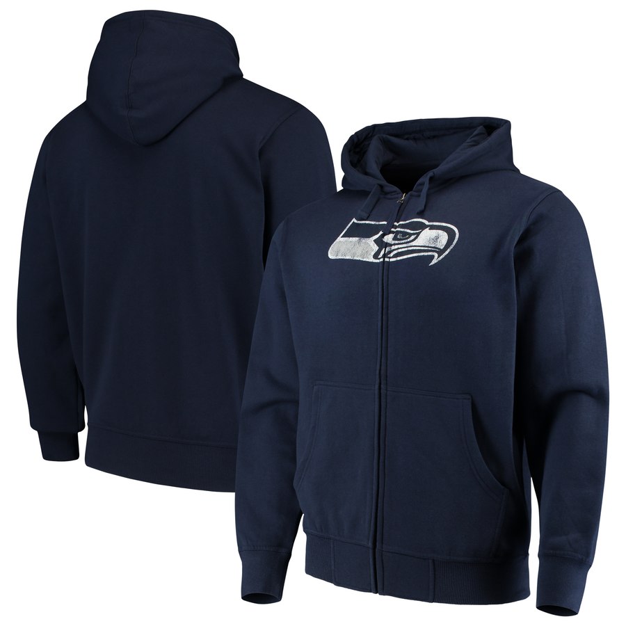 Seattle Seahawks G-III Sports By Carl Banks Primary Logo Full-Zip Hoodie College Navy cheap jerseys for sale - CheapJerseys.Shop