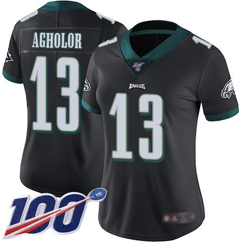 Philadelphia Eagles #13 Nelson Agholor Black Alternate Women's Stitched 100th Season Vapor Limited Jersey Womens cheap jerseys for sale - CheapJerseys.Shop