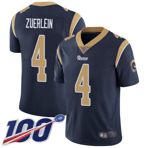Los Angeles Rams #4 Greg Zuerlein Navy Blue Team Color Men's Stitched 100th Season Vapor Limited Jersey Men's cheap jerseys for sale - CheapJerseys.Shop
