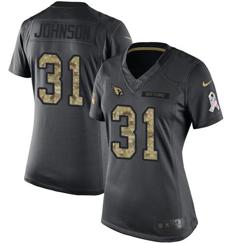 Arizona Cardinals #31 David Johnson Black Women's Stitched Limited 2016 Salute to Service Jersey Womens cheap jerseys for sale - CheapJerseys.Shop