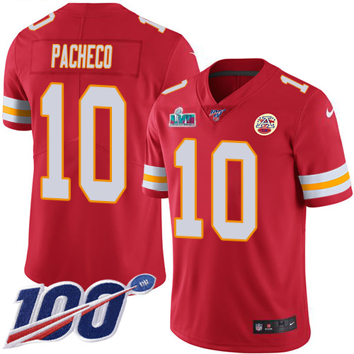 Chiefs #10 Isiah Pacheco Red Team Color Super Bowl LVII Patch Men's Stitched 100th Season Vapor Limited Jersey cheap jerseys for sale - CheapJerseys.Shop