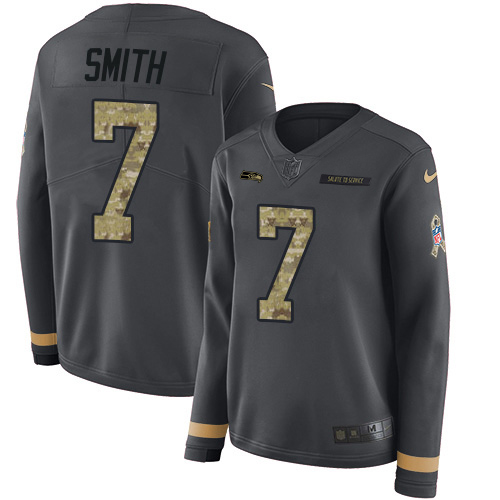 Seahawks #7 Geno Smith Anthracite Salute To Service Women's Stitched Limited Therma Long Sleeve Jersey cheap jerseys for sale - CheapJerseys.Shop