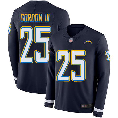 Los Angeles Chargers #25 Melvin Gordon III Navy Blue Team Color Men's Stitched Limited Therma Long Sleeve Jersey Men's cheap jerseys for sale - CheapJerseys.Shop