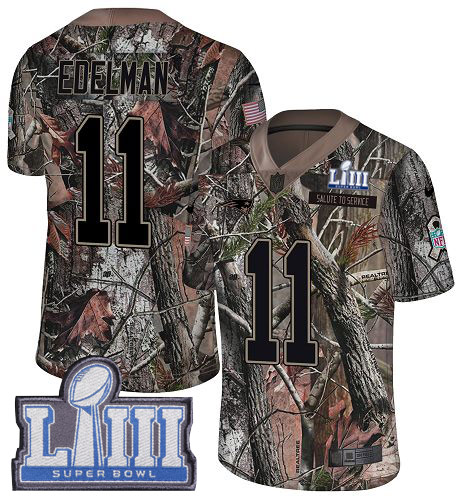 Patriots #11 Julian Edelman Camo Super Bowl LIII Bound Youth Stitched Limited Rush Realtree Jersey cheap jerseys for sale - CheapJerseys.Shop