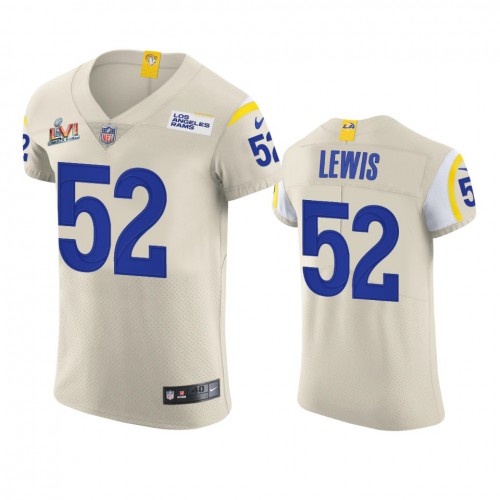 Los Angeles Los Angeles Rams #52 Terrell Lewis Men's Super Bowl LVI Patch Vapor Elite Player Jersey - Bone Men's cheap jerseys for sale - CheapJerseys.Shop