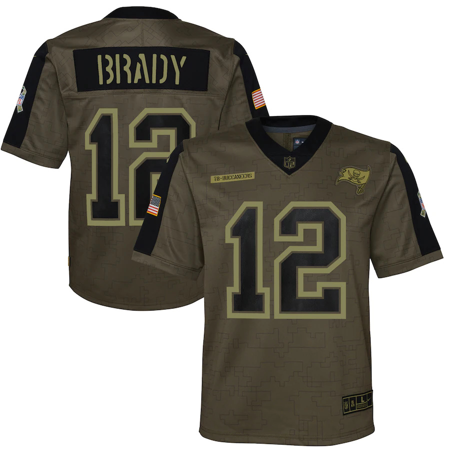 Tampa Bay Buccaneers #12 Tom Brady Olive Youth 2021 Salute To Service Game Jersey cheap jerseys for sale - CheapJerseys.Shop
