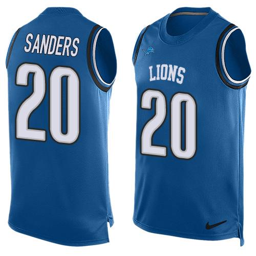 Lions #20 Barry Sanders Blue Team Color Men's Stitched Limited Tank Top Jersey cheap jerseys for sale - CheapJerseys.Shop