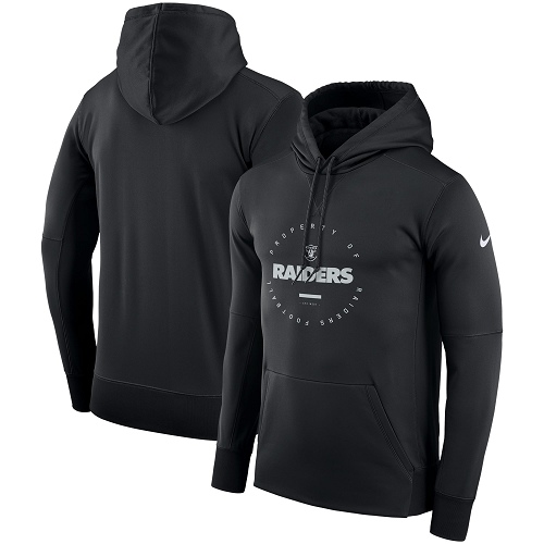 Men's Las Vegas Raiders Black Sideline Property Of Wordmark Logo Performance Pullover Hoodie cheap jerseys for sale - CheapJerseys.Shop