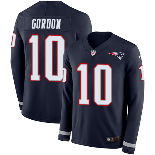New England Patriots #10 Josh Gordon Navy Blue Team Color Men's Stitched Limited Therma Long Sleeve Jersey Men's cheap jerseys for sale - CheapJerseys.Shop
