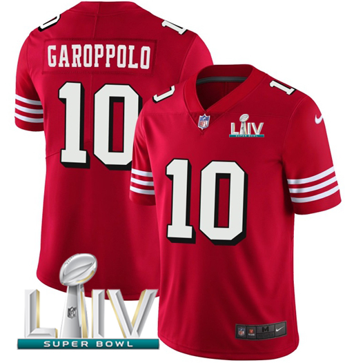 49ers #10 Jimmy Garoppolo Red Super Bowl LIV 2020 Team Color Youth Stitched Vapor Untouchable Limited II Jersey cheap jerseys for sale - CheapJerseys.Shop