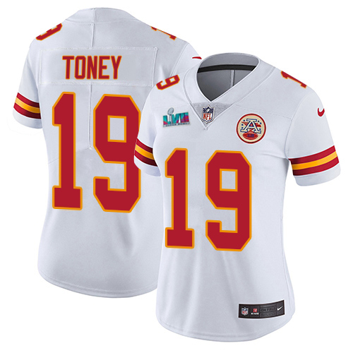 Chiefs #19 Kadarius Toney White Super Bowl LVII Patch Women's Stitched Vapor Untouchable Limited Jersey cheap jerseys for sale - CheapJerseys.Shop
