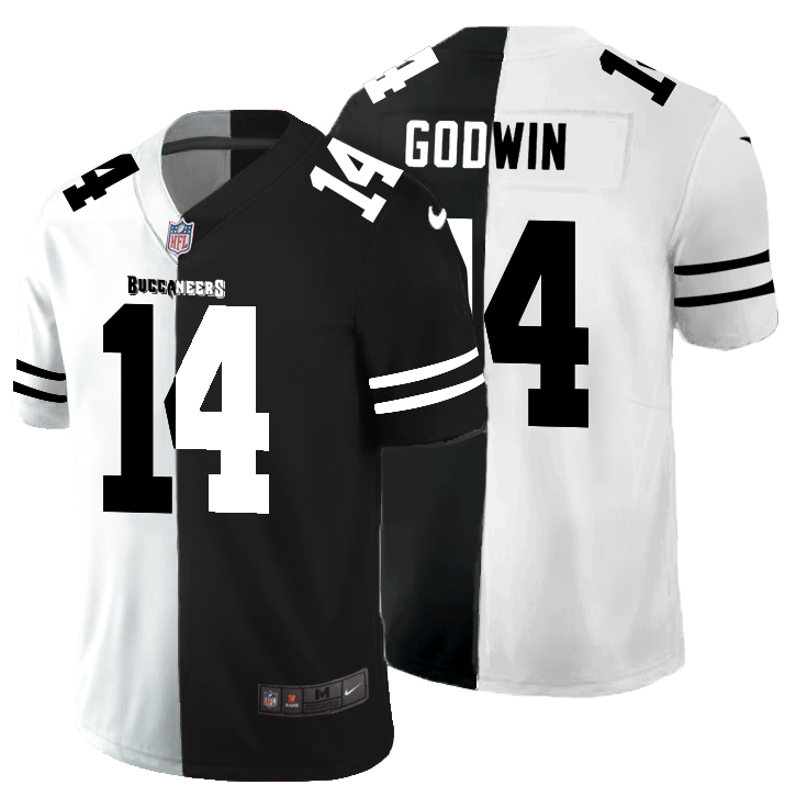 Tampa Bay Buccaneers #14 Chris Godwin Men's Black V White Peace Split Vapor Untouchable Limited Jersey cheap jerseys for sale - CheapJerseys.Shop