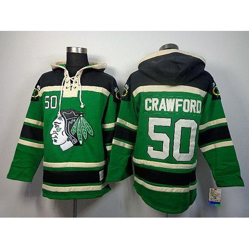 Chicago Blackhawks #50 Corey Crawford Green St. Patrick's Day McNary Lace Hoodie Stitched Jersey Men's cheap jerseys for sale - CheapJerseys.Shop