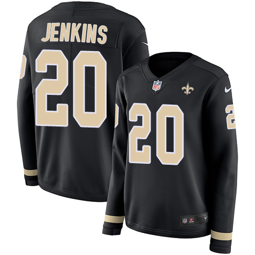New Orleans Saints #20 Janoris Jenkins Black Team Color Women's Stitched Limited Therma Long Sleeve Jersey Womens cheap jerseys for sale - CheapJerseys.Shop