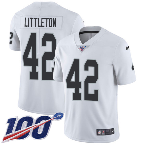 Las Vegas Raiders #42 Cory Littleton White Men's Stitched 100th Season Vapor Untouchable Limited Jersey Men's cheap jerseys for sale - CheapJerseys.Shop