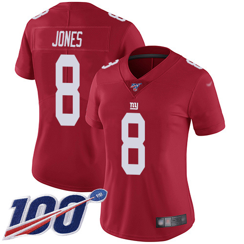 Giants #8 Daniel Jones Red Women's Stitched Limited Inverted Legend 100th Season Jersey cheap jerseys for sale - CheapJerseys.Shop