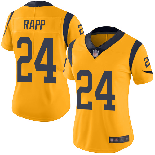 Los Angeles Rams #24 Taylor Rapp Gold Women's Stitched Limited Rush Jersey Womens cheap jerseys for sale - CheapJerseys.Shop