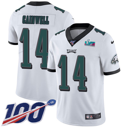 Eagles #14 Kenneth Gainwell White Super Bowl LVII Patch Men's Stitched 100th Season Vapor Untouchable Limited Jersey cheap jerseys for sale - CheapJerseys.Shop