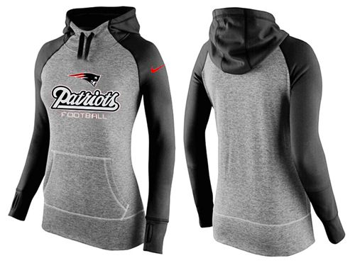 Women's New England Patriots Performance Hoodie Grey & Black cheap jerseys for sale - CheapJerseys.Shop
