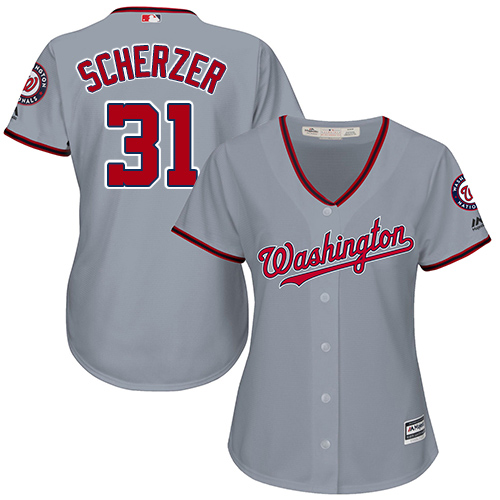 Washington Nationals #31 Max Scherzer Grey Road Women's Stitched Jersey Womens cheap jerseys for sale - CheapJerseys.Shop