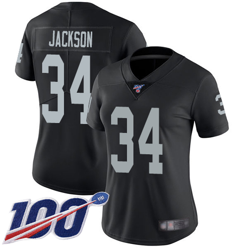 Raiders #34 Bo Jackson Black Team Color Women's Stitched 100th Season Vapor Limited Jersey cheap jerseys for sale - CheapJerseys.Shop