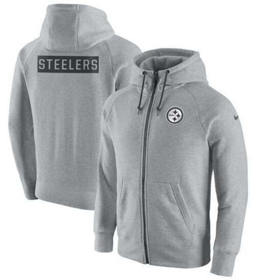 Men's Pittsburgh Steelers Ash Gridiron Gray 2.0 Full-Zip Hoodie cheap jerseys for sale - CheapJerseys.Shop