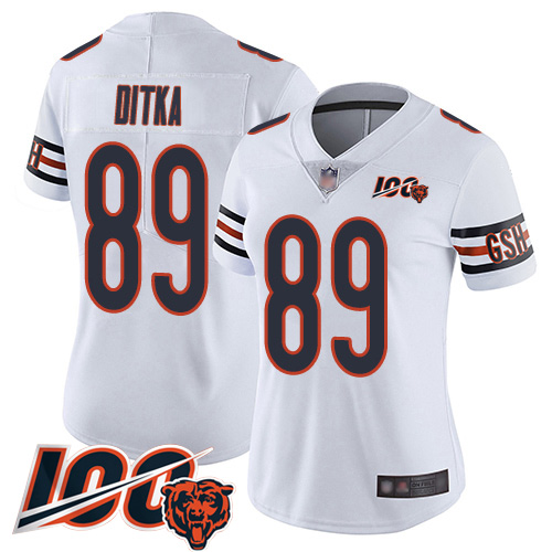 Bears #89 Mike Ditka White Women's Stitched 100th Season Vapor Limited Jersey cheap jerseys for sale - CheapJerseys.Shop