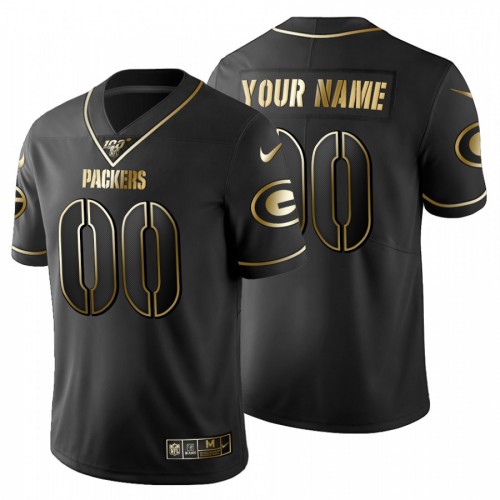 Green Bay Packers Custom Men's Black Golden Limited 100 Jersey cheap jerseys for sale - CheapJerseys.Shop