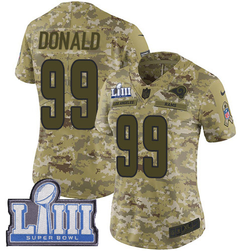 Rams #99 Aaron Donald Camo Super Bowl LIII Bound Women's Stitched Limited 2018 Salute To Service Jersey cheap jerseys for sale - CheapJerseys.Shop