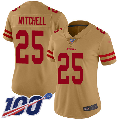 49ers #25 Elijah Mitchell Gold Women's Stitched Limited Inverted Legend Jersey cheap jerseys for sale - CheapJerseys.Shop