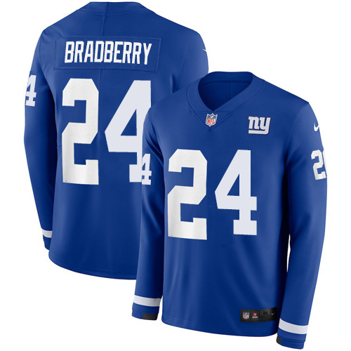 New York Giants #24 James Bradberry Royal Blue Team Color Men's Stitched Limited Therma Long Sleeve Jersey Men's cheap jerseys for sale - CheapJerseys.Shop