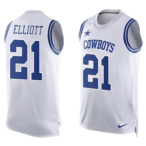Cowboys #21 Ezekiel Elliott White Men's Stitched Limited Tank Top Jersey cheap jerseys for sale - CheapJerseys.Shop