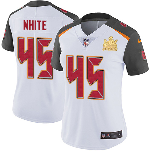 Buccaneers #45 Devin White White Women's Super Bowl LV Champions Patch Stitched Vapor Untouchable Limited Jersey cheap jerseys for sale - CheapJerseys.Shop