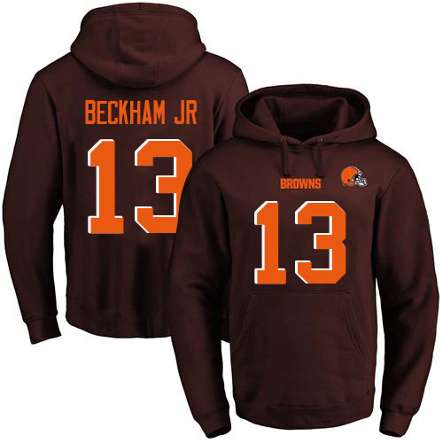 Browns #13 Odell Beckham Jr Brown Name & Number Pullover Hoodie cheap jerseys for sale - CheapJerseys.Shop