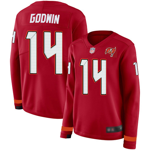 Buccaneers #14 Chris Godwin Red Team Color Women's Stitched Limited Therma Long Sleeve Jersey cheap jerseys for sale - CheapJerseys.Shop