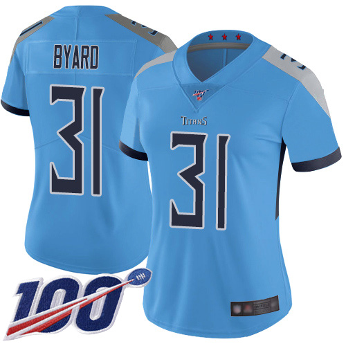 Tennessee Titans #31 Kevin Byard Light Blue Alternate Women's Stitched 100th Season Vapor Limited Jersey Womens cheap jerseys for sale - CheapJerseys.Shop