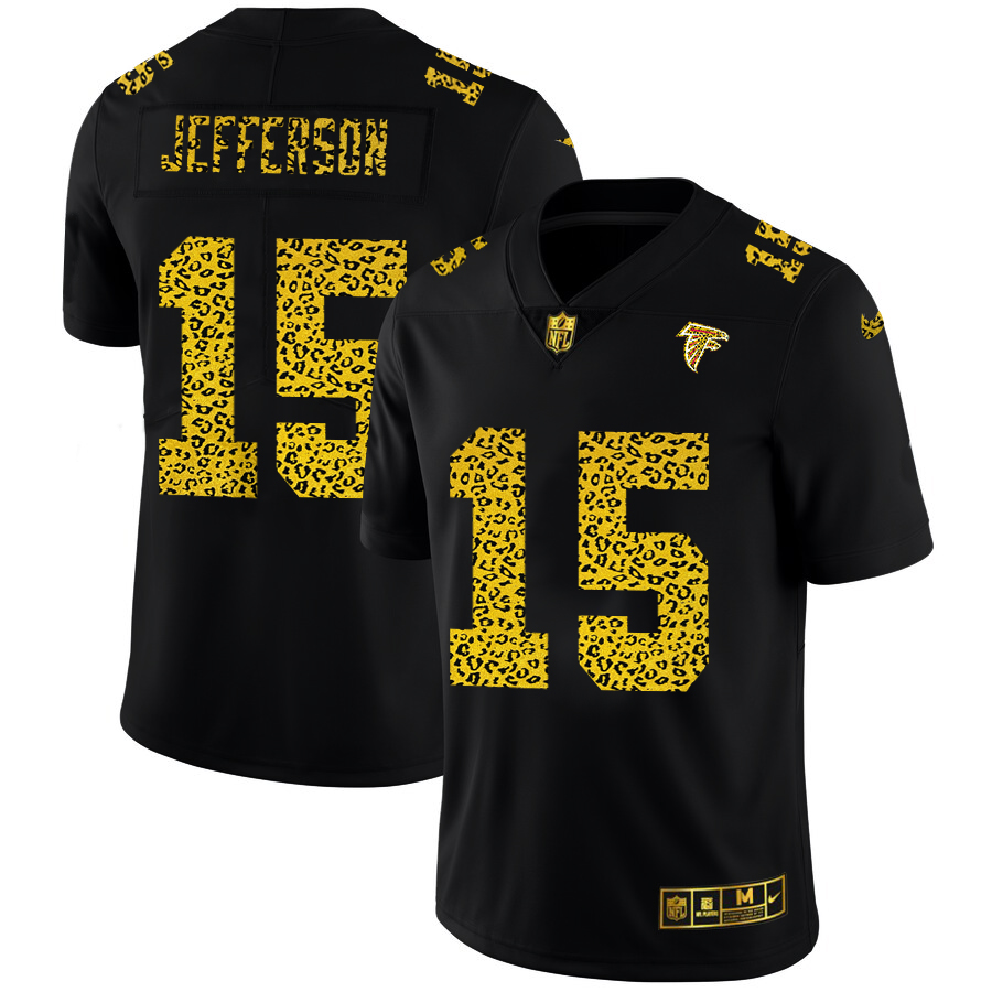 Atlanta Falcons #15 Van Jefferson Men's Leopard Print Fashion Vapor Limited Jersey Black cheap jerseys for sale - CheapJerseys.Shop