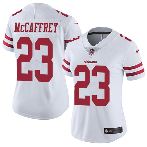49ers #23 Christian McCaffrey White Women's Stitched Vapor Untouchable Limited Jersey cheap jerseys for sale - CheapJerseys.Shop