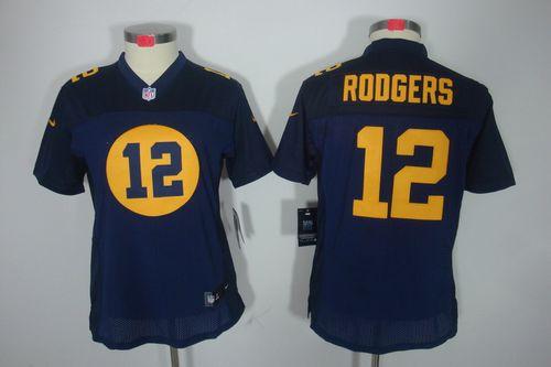 Packers #12 Aaron Rodgers Navy Blue Alternate Women's Stitched Limited Jersey cheap jerseys for sale - CheapJerseys.Shop