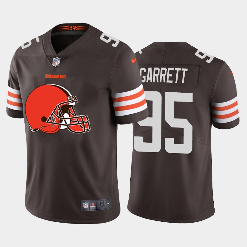 Cleveland Browns #95 Myles Garrett Brown Men's Big Team Logo Vapor Limited Jersey cheap jerseys for sale - CheapJerseys.Shop