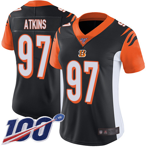 Cincinnati Bengals #97 Geno Atkins Black Team Color Women's Stitched 100th Season Vapor Limited Jersey Womens cheap jerseys for sale - CheapJerseys.Shop