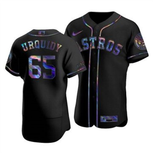 Houston Houston Astros #65 Jose Urquidy Men's Iridescent Holographic Collection Jersey - Black Men's cheap jerseys for sale - CheapJerseys.Shop