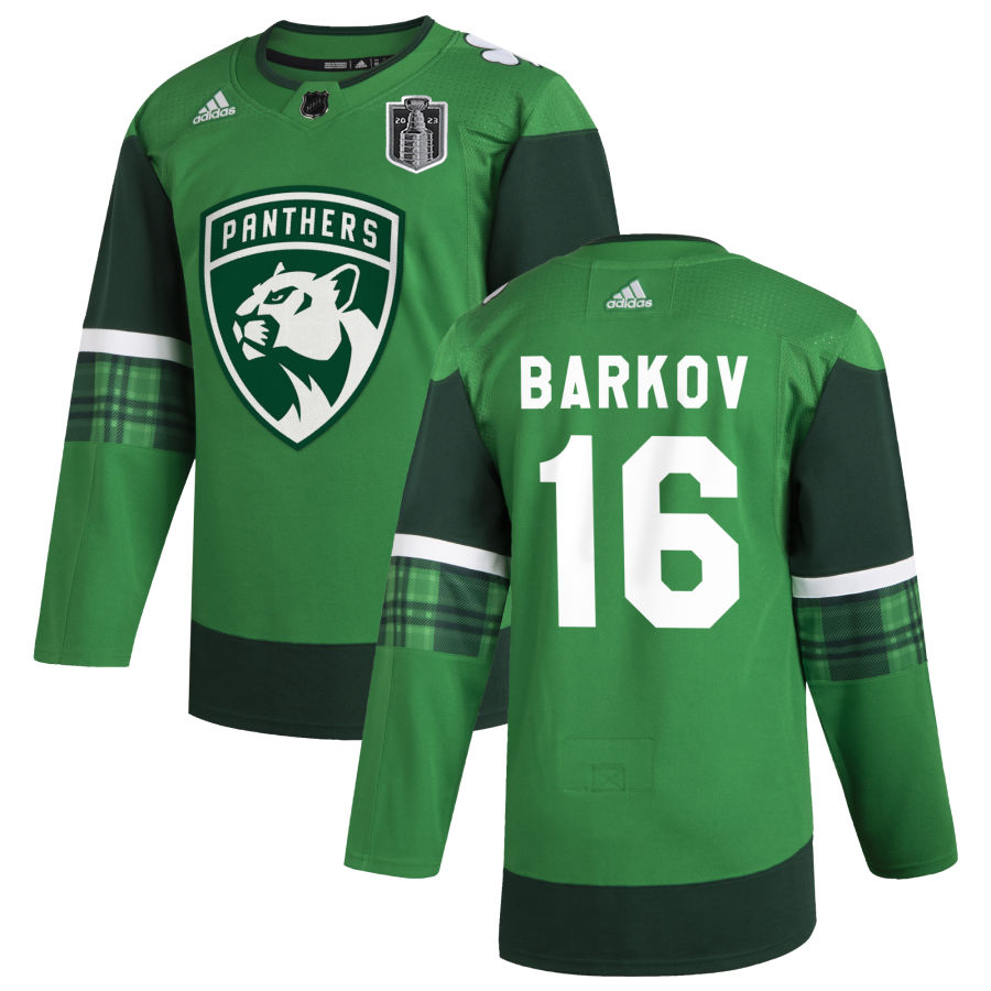 Florida Panthers #16 Aleksander Barkov Men's 2023 Stanley Cup Final Patch St. Patrick's Day Stitched Jersey Green cheap jerseys for sale - CheapJerseys.Shop