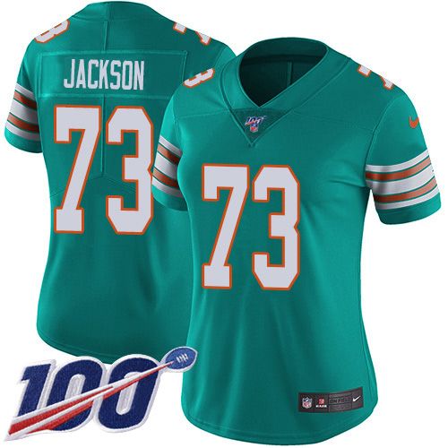 Miami Dolphins #73 Austin Jackson Aqua Green Alternate Women's Stitched 100th Season Vapor Untouchable Limited Jersey Womens cheap jerseys for sale - CheapJerseys.Shop