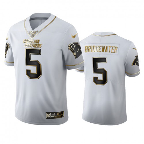 Carolina Carolina Panthers #5 Teddy Bridgewater Men's White Golden Edition Vapor Limited 100 Jersey Men's cheap jerseys for sale - CheapJerseys.Shop