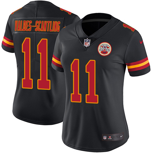 Chiefs #11 Marquez Valdes-Scantling Black Women's Stitched Limited Rush Jersey cheap jerseys for sale - CheapJerseys.Shop