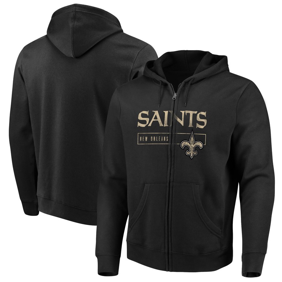 New Orleans Saints Majestic Hyper Stack Full-Zip Hoodie Black cheap jerseys for sale - CheapJerseys.Shop